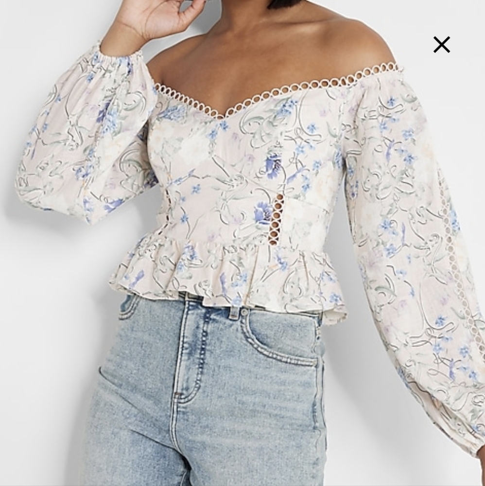 Express Off The Shoulder Corset Peplum Top size S - Picture 5 of 6